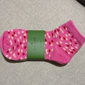 Kate Spade Valentines Socks - 3 Pairs Quarter Socks - Pink Hearts, White & Gray